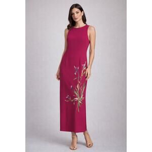 Donna Morgan Vintage Pink Sheath Midi Dress Floral Detail Sz 10